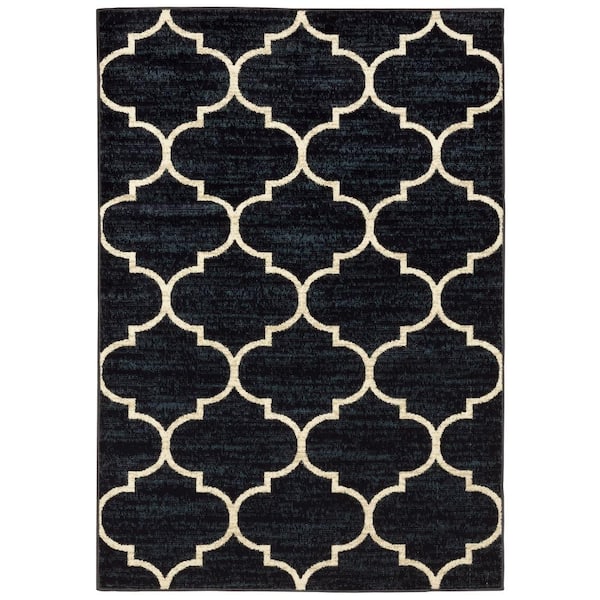 StyleWell Courtland Navy 8 ft. x 10 ft. Trefoil Trellis Area Rug