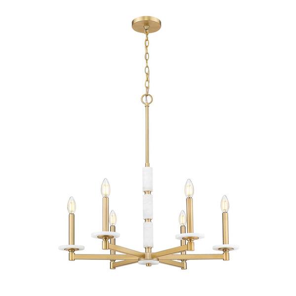 Filament Design - Kaden 6 Light Modern Gold Chandelier for Indoor Use with No Bulbs Included