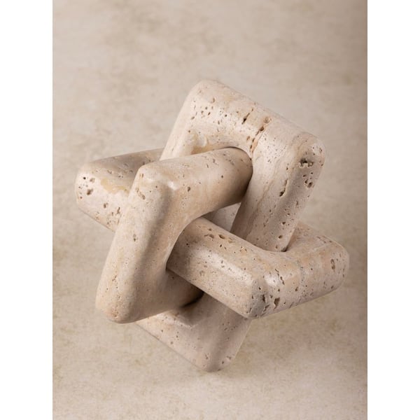 Otago Beige Travertine Stone Knot - 4 in. x 2.5 in.