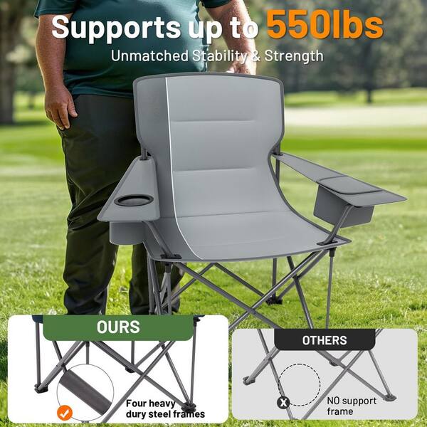 OGETFUUR 2 Pack Grey Adult Oversized Folding Camping Chair with