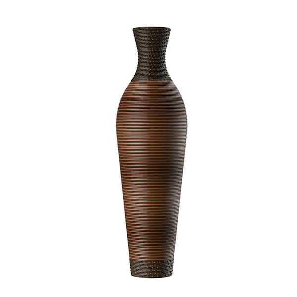 39.4 in. Tall Designer Floor Vase with 2-Tone Dark Brown Finishes-Ideal for Living Room, Bedroom, Entryway Decor