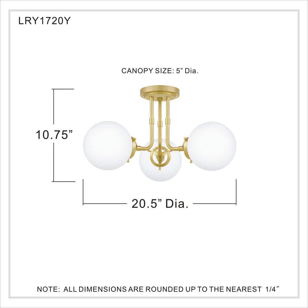 Elegant Sphere-and-Stem 20'' Glass Globe Ceiling Light in Satin Brass