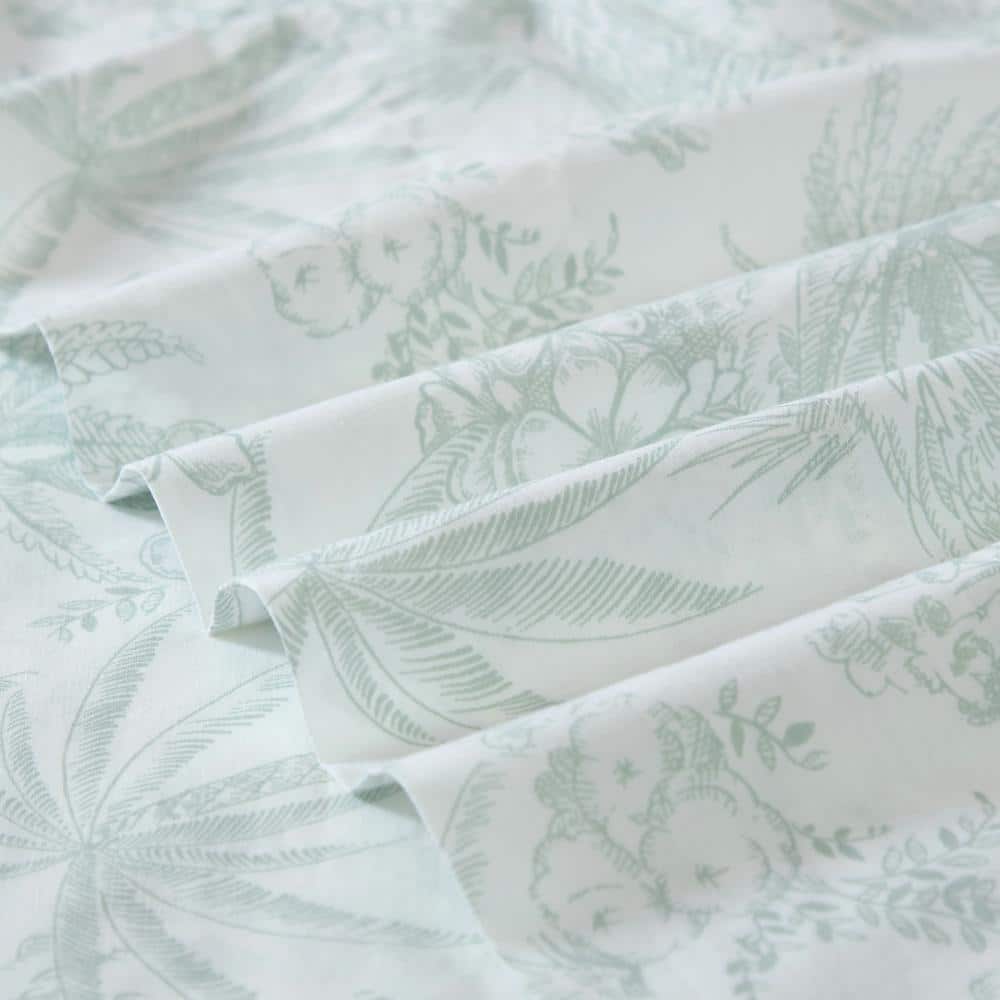 Pen and Ink Green Cotton Percale Queen Sheet Set