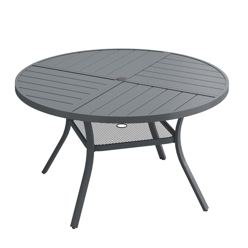 47.2 in. Grey Round Outdoor Metal Patio Dining Table for 6, All-Weather Lawn Garden Table price history on PriceWatchPro
