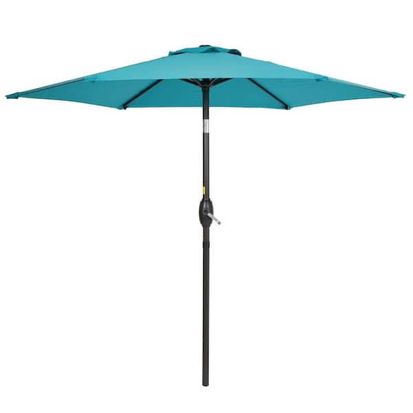 7.5 ft. Patio Market Crank and Tilt Umbrellas, Table Umbrellas,UV-Resistant Canopy in Lake Blue
