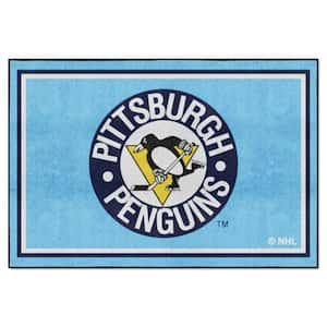 NHL Retro Pittsburgh Penguins Blue 5 ft. x 8 ft. Plush Area Rug