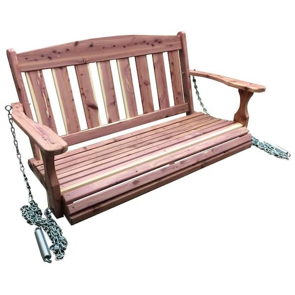 AmeriHome Amish Made 4 ft. Unfinished Cedar Traditional Porch Patio Swing