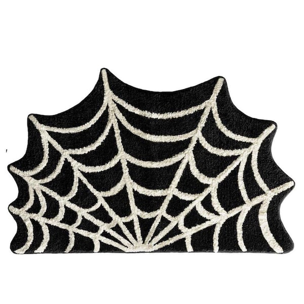 Black Spider Web Non-Slip Bathroom Rug, 1. 8 x 3 ft. Perfect for
