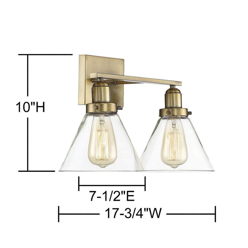 Savoy House Drake 2 - Light Vanity in Warm Brass