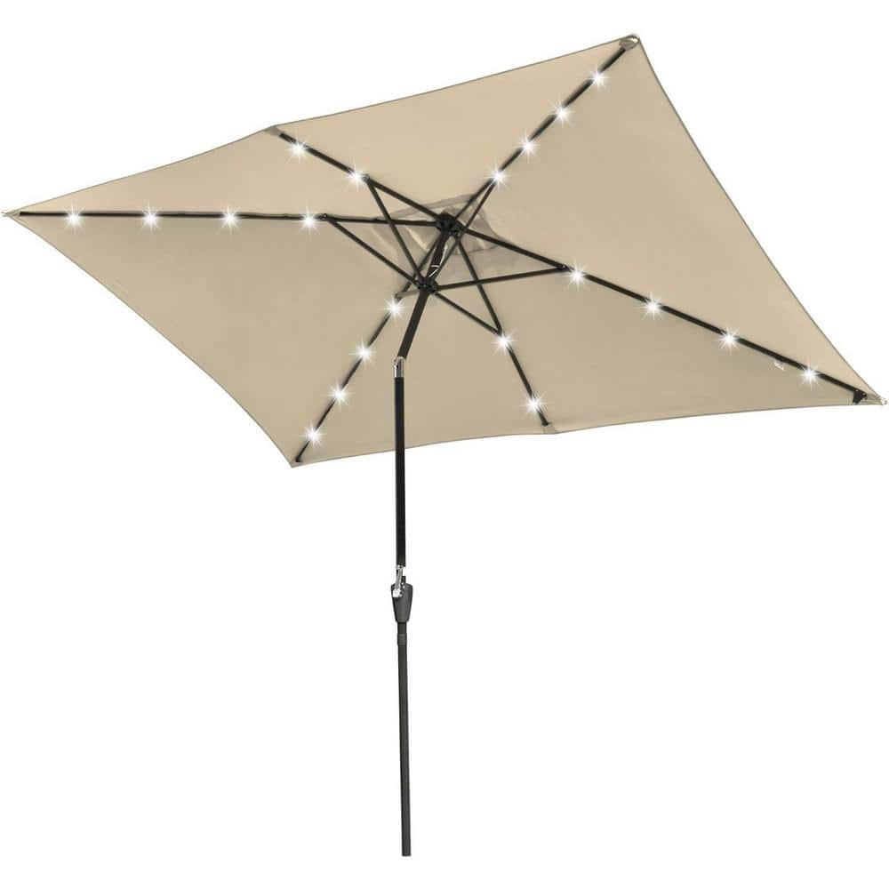 10 x 6.5 ft. Market Rectangle Solar Powered LED Lighted Tilt Patio Umbrella