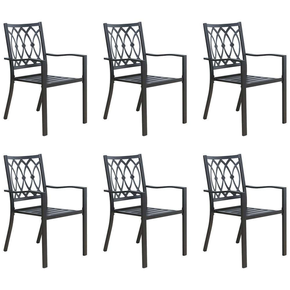 ULAX FURNITURE Stackable Metal Steel Outdoor Dining Chair (Set of 6) HD