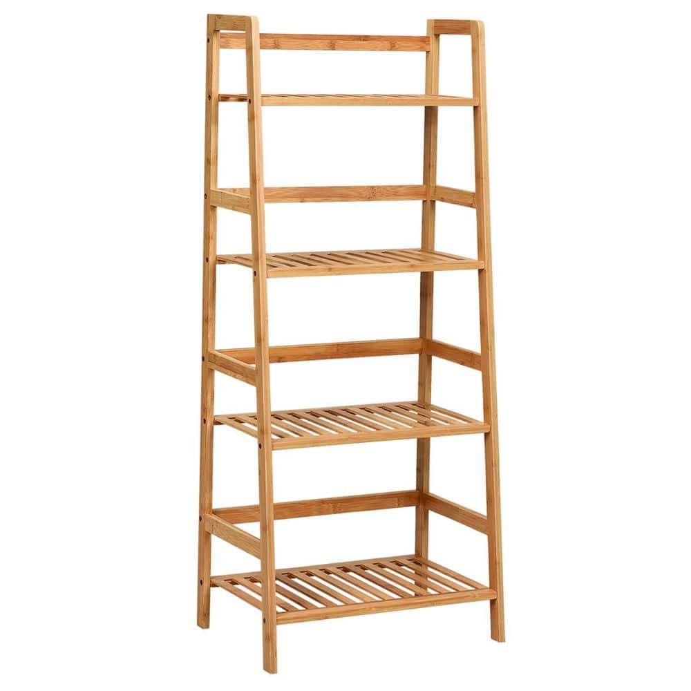 45 in. H x 19 in. W x 12.5 in. D Indoor/Outdoor Natural Wood Bamboo Plant Stand