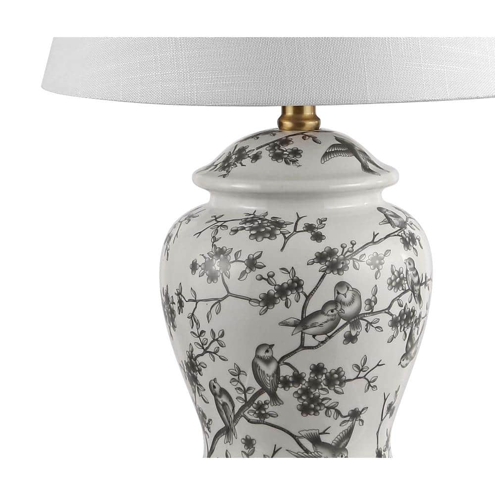 Penelope 22" Classic Chinoiserie LED Table Lamp in Gray and White