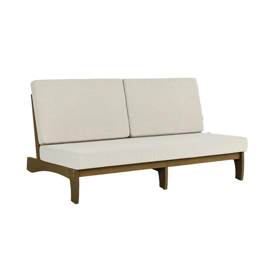 Teak Color Solid Wood Frame 3-Seater Outdoor Sofa with Light Camel Cushions price history on PriceWatchPro
