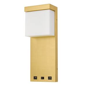 18 in. H Satin Gold 1-Light Metal Wall Sconce