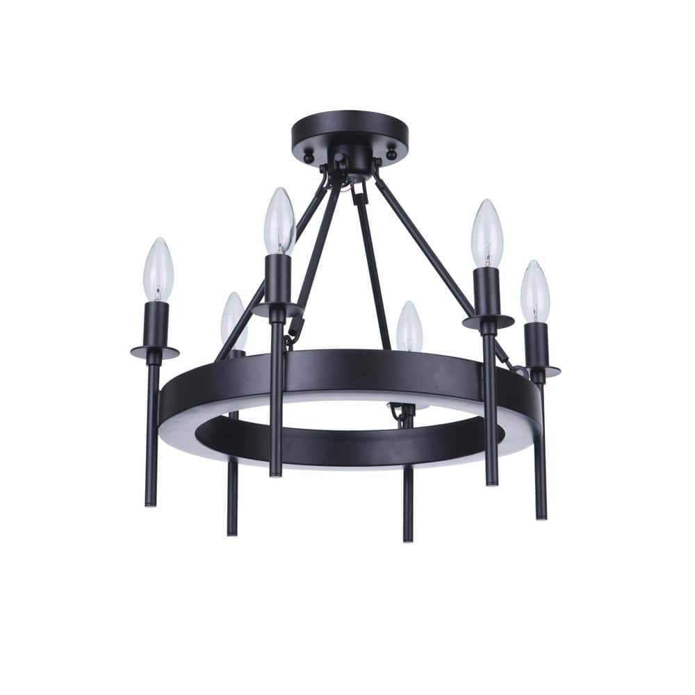Larrson 17.75 in. 6-Light Transitional Flat Black Finish Semi Flush Mount Ceiling Light w/No Bulbs Included price history on PriceWatchPro