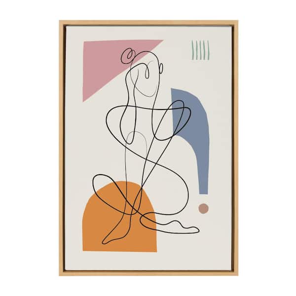 Kate and Laurel Sylvie Thinking of You 1-Piece Natural Framed Canvas Art Print, 33.00 in. x 23.00 in.