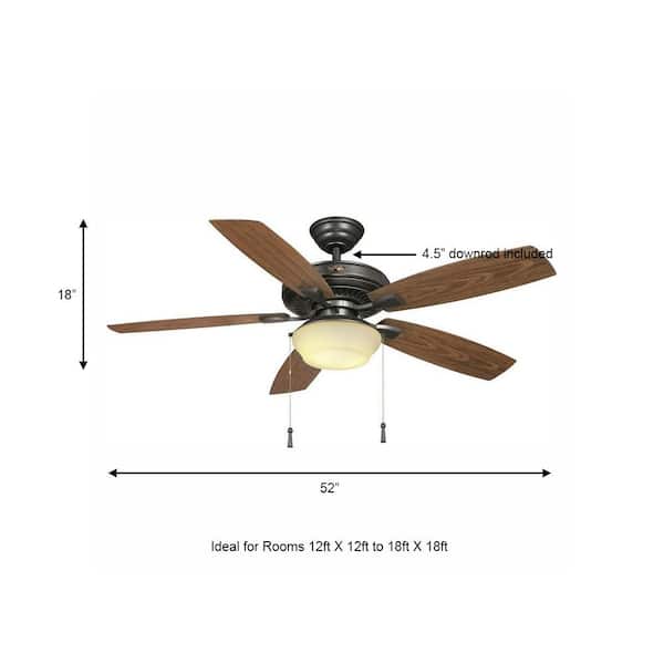 Hampton Bay - Gazebo 52 in. LED Indoor/Outdoor Natural Iron Ceiling Fan with Light Kit