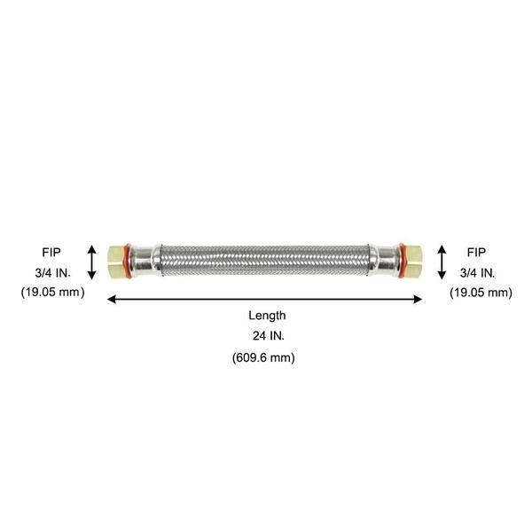 HOME-FLEX 3/4 in. FIP x 3/4 in. FIP x 24 in. Braided Stainless Steel Water  Heater Connector HFWC-22-24 - The Home Depot
