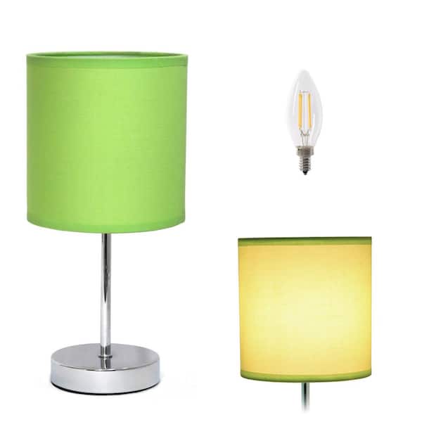 Simple Designs 11.81 in. Green Mini Table Lamp for Living Room with Feit LED Bulb Included