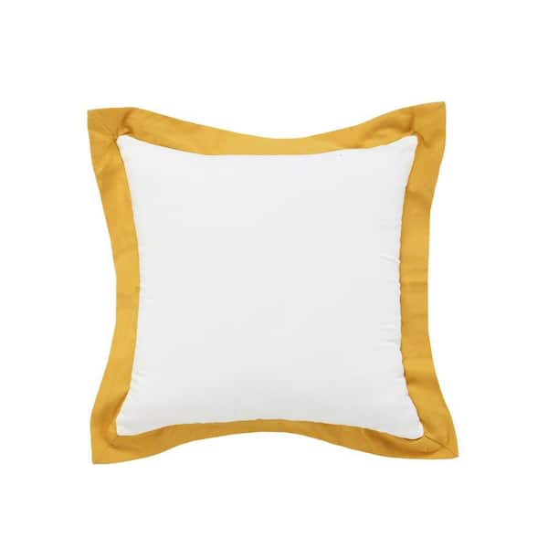 Unbranded Empire White /Golden Yellow Border Soft Poly-Fill 20 in. x 20 in. Indoor Throw Pillow