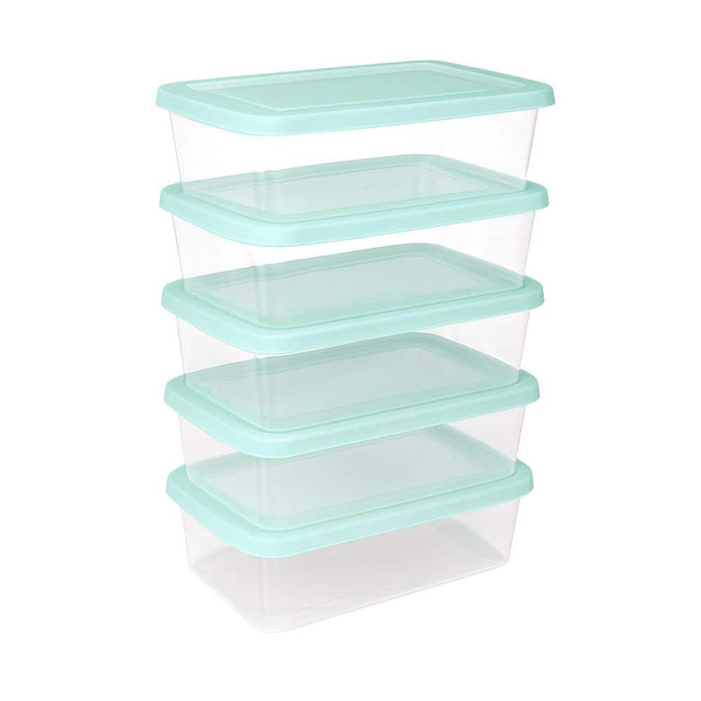6 qt. Storage Boxes Clear Plastic Containers with Lid, Set of 5 in Mint