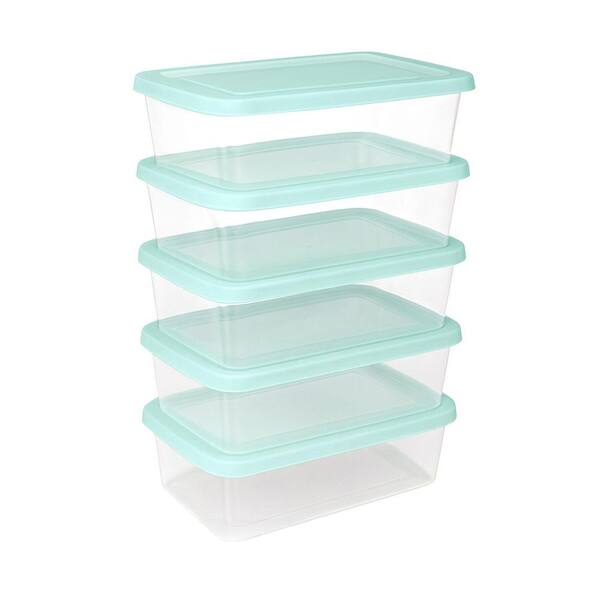 6 Qt Storage Boxes Clear Plastic Containers with Lid, Set of 5 in Mint