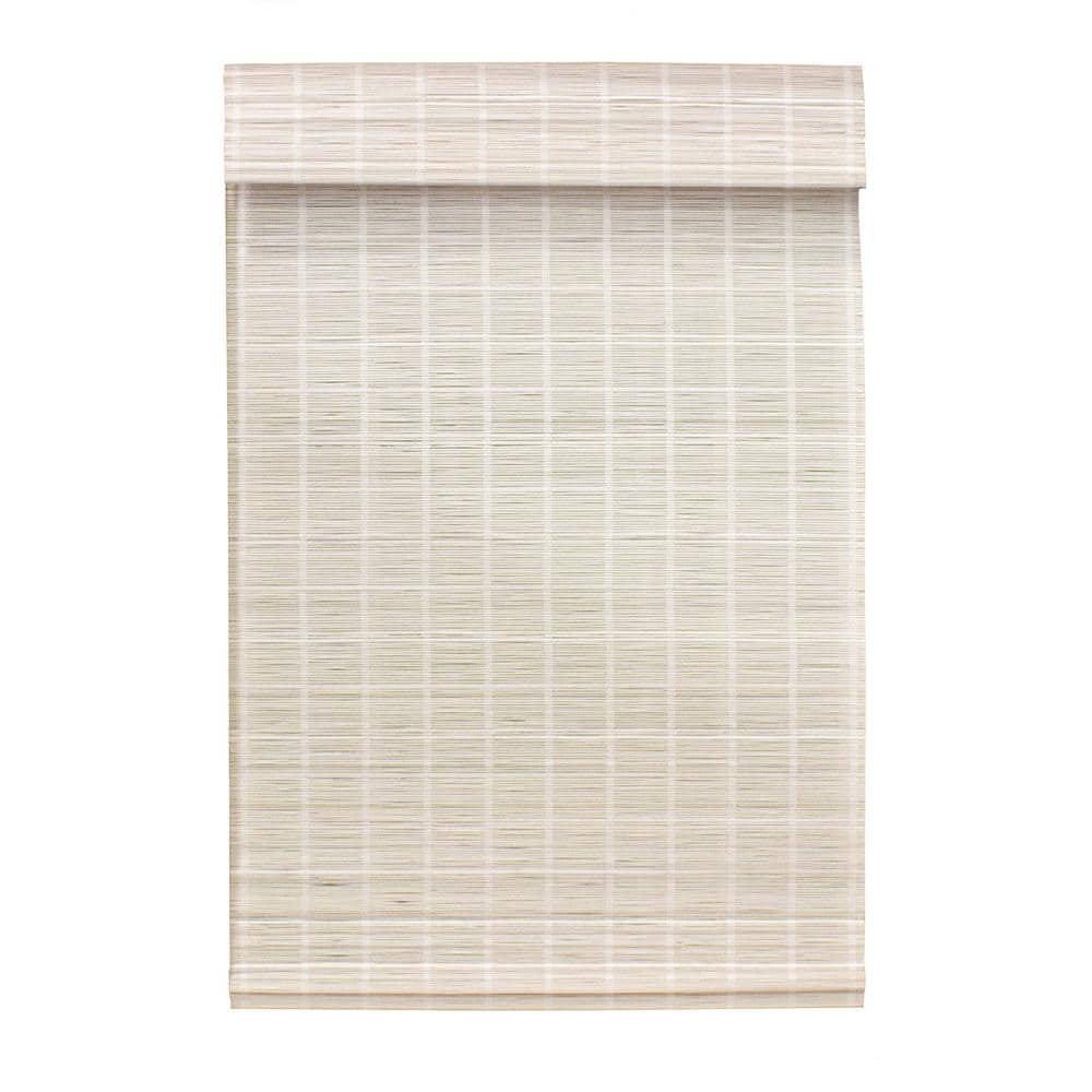 Cordless White Bamboo Roman Shades 46 in.