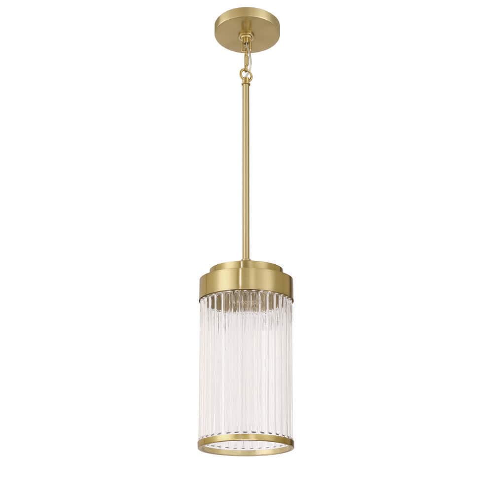 Connell 60 Watt 1 Light Satin Brass Finish Drum Pendant Light with Clear Ribbed Glass Shade & No Bulbs Included price history on PriceWatchPro