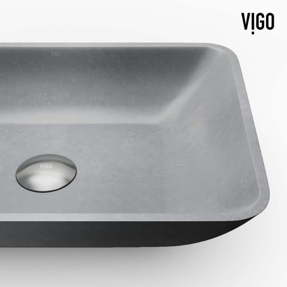 Gray Concrete Rectangular Vessel Bathroom Sink