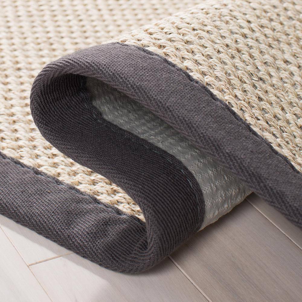Marble and Dark Grey Hand-Knotted Natural Fiber Area Rug