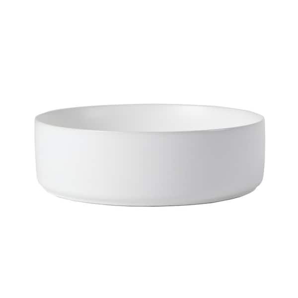 Unbranded Above-counter sink White Fireclay Ceramic Round Single Bowl Bathroom Vessel Sink