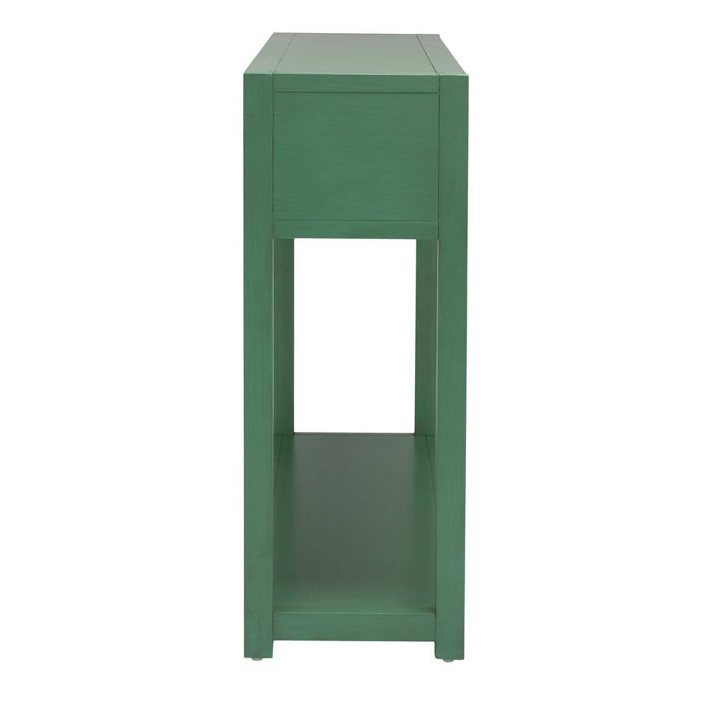 Sadie Turquoise Iron and Wood Console Table with Storage