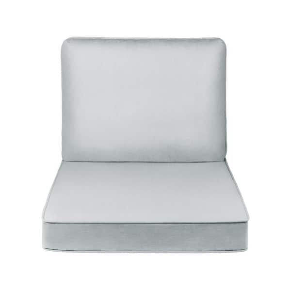 HAVEN WAY 26 in. x 30 in. 2-Piece Universal Outdoor Deep Seat Lounge Chair Cushion in Light Gray (1-Pack)