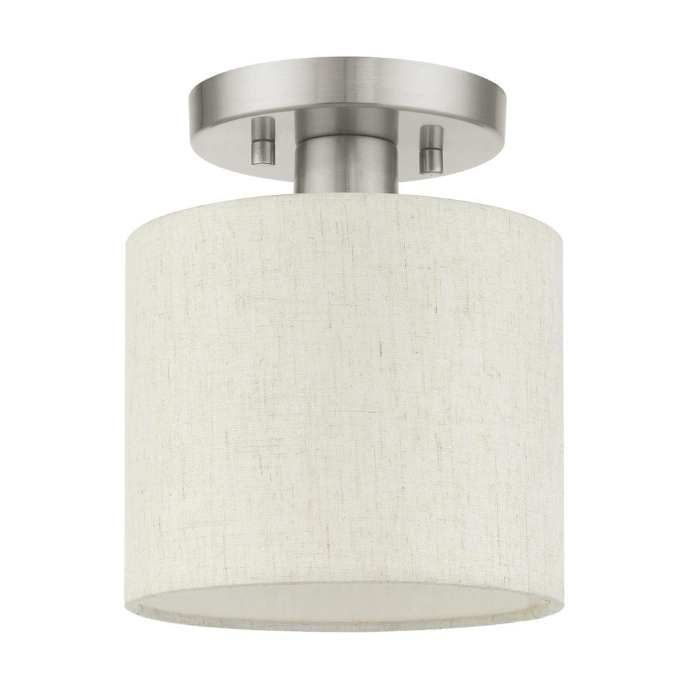 Meadow Brushed Nickel Petite Drum LED Semi-Flush Mount