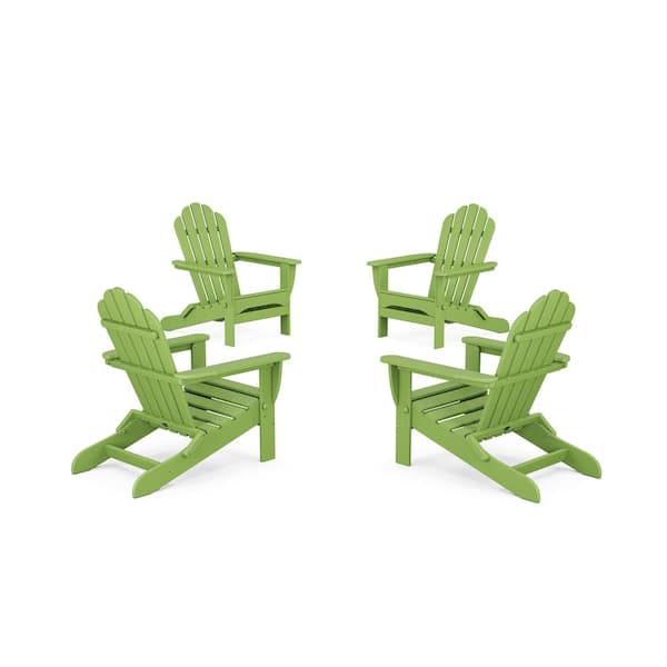 Trex Outdoor Furniture Monterey Bay 4-Piece Plastic Patio Conversation Set in Lime Folding Adirondack Chair