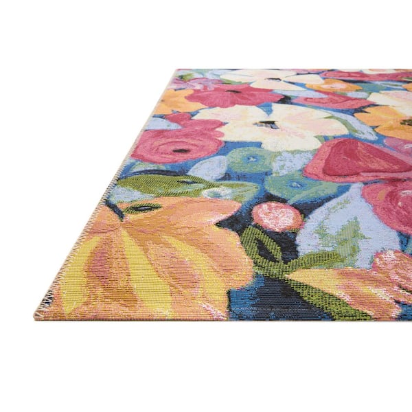 Botanical Navy/Multi 6 ft. - 7 in. x 9 ft. - 4 in. Indoor/Outdoor Polypropylene Area Rug