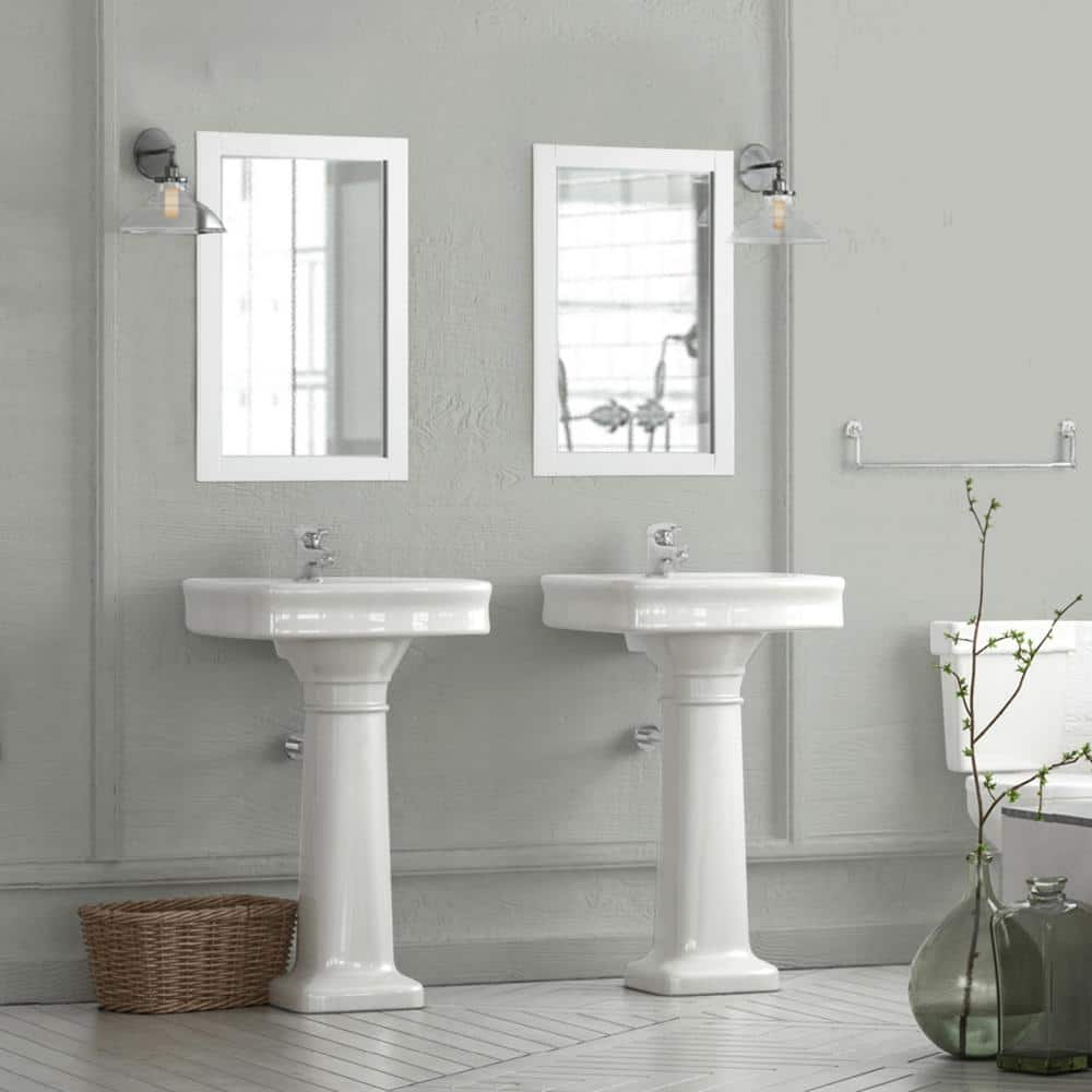 Shorewood 30-Inch White Wooden Rectangular Wall Mirror