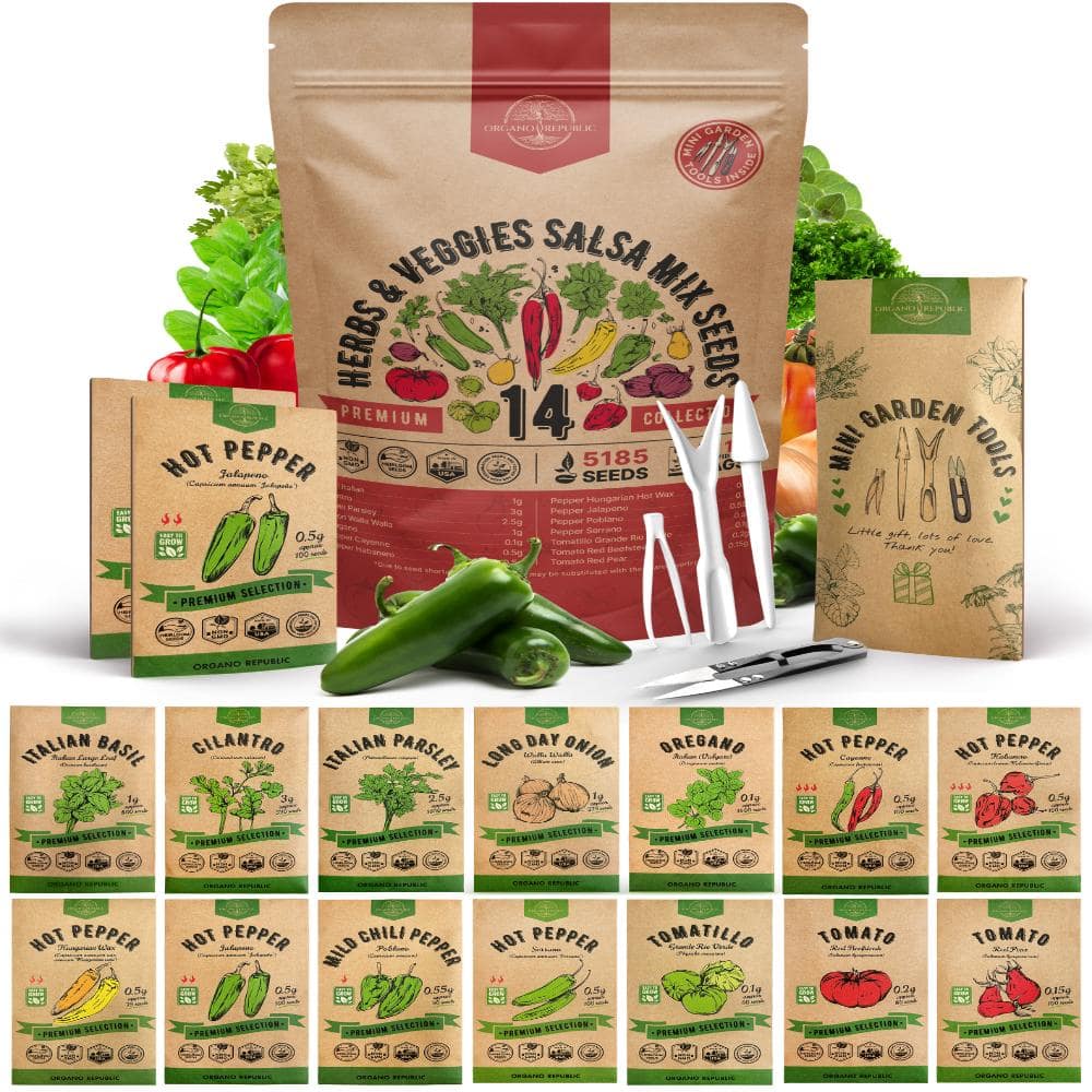 14 Herbs & Veggies Salsa Mix Seeds - 5,185+ Non-GMO Heirloom Seeds for Planting Salsa Garden Herbs and Vegetables price history on PriceWatchPro