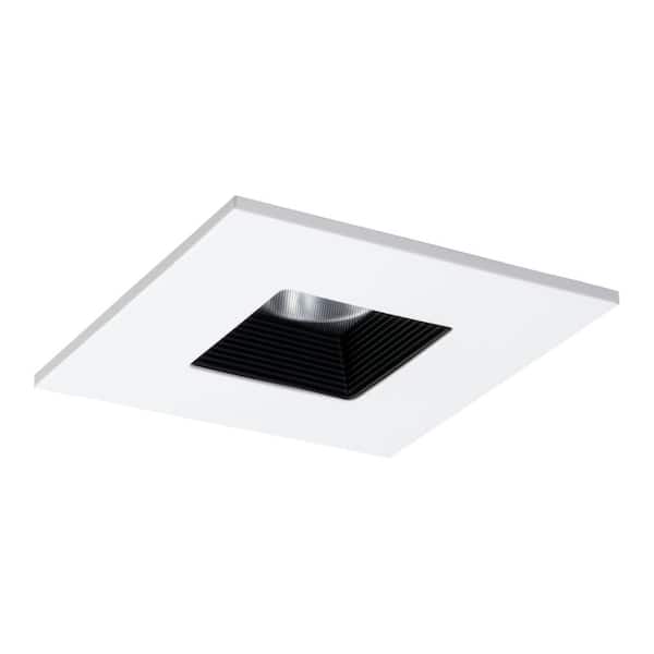 HALO 4 in. Recessed Light White Trim and Black Baffle Solite Glass Lensed Square Shower light