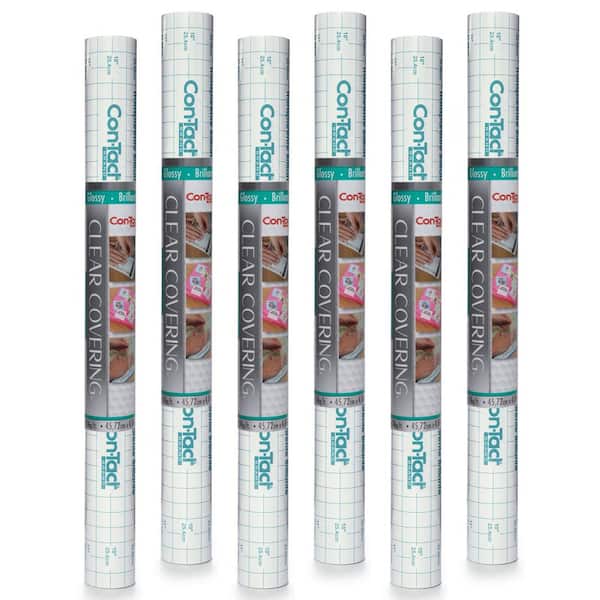 Con-Tact Creative Covering 18 in. x 16 ft. Clear Glossy Self-Adhesive Vinyl Drawer and Shelf Liner (6-Rolls)