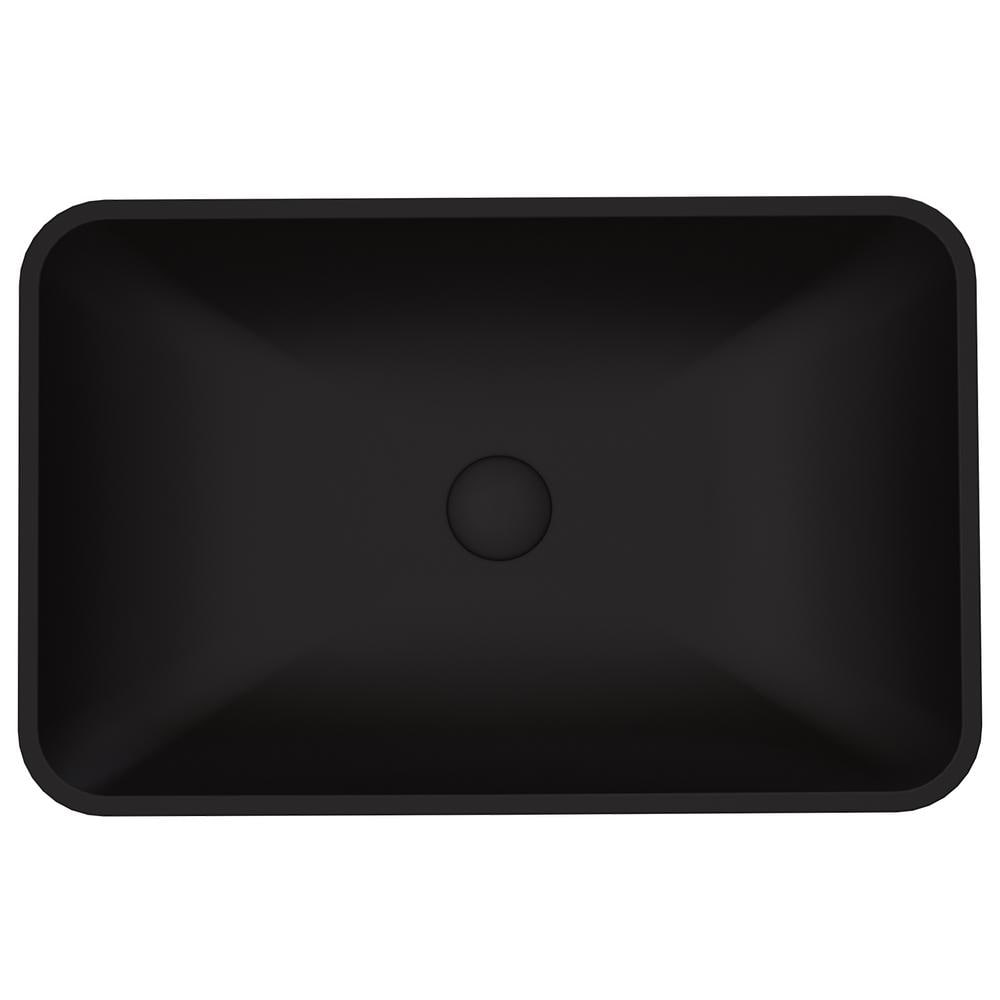 Matte Black Rectangular Glass Vessel Bathroom Sink