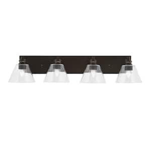 Albany 34.25 in. 4 Light Espresso Vanity Light with Clear Bubble Glass Shades