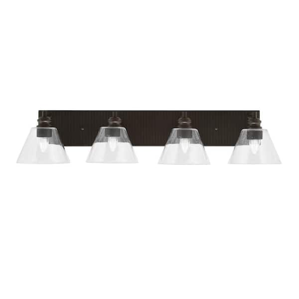 Unbranded Albany 34.25 in. 4 Light Espresso Vanity Light with Clear Bubble Glass Shades
