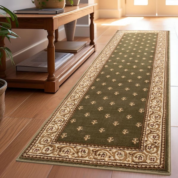 Barclay Fleur De Lis Elegance Traditional Oriental, Green 2 ft. 3 in. x 7 ft. 3 in. Runner Area Rug