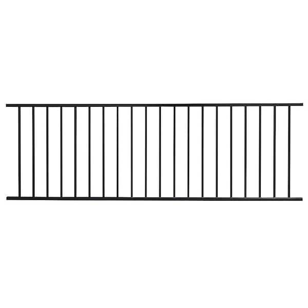 First Alert Pro Series 3 ft. H x 8 ft. W Black Galvanized Steel 2-Rail Fence Panel (8-Pack)