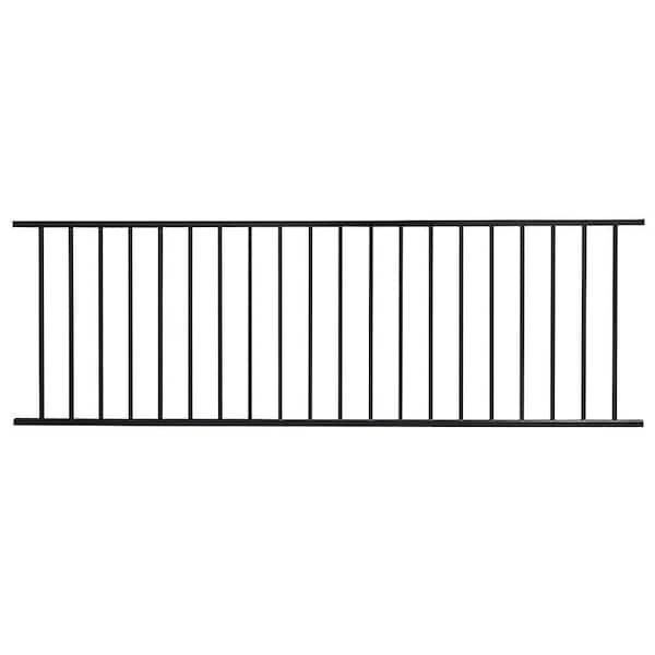 First Alert Premium Series 3 ft. H x 8 ft. W Black Galvanized Steel 2-Rail Fence Panel