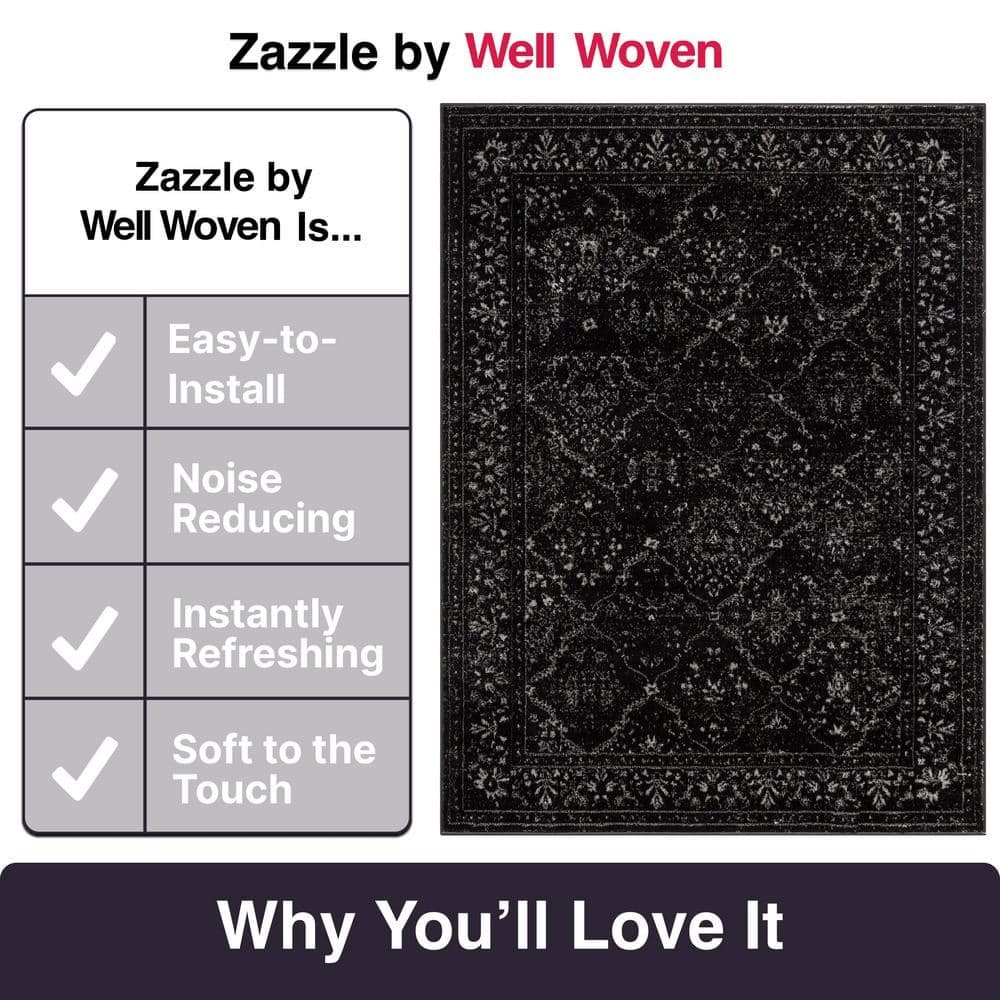 Argos Vintage Black and Gray Synthetic Area Rug