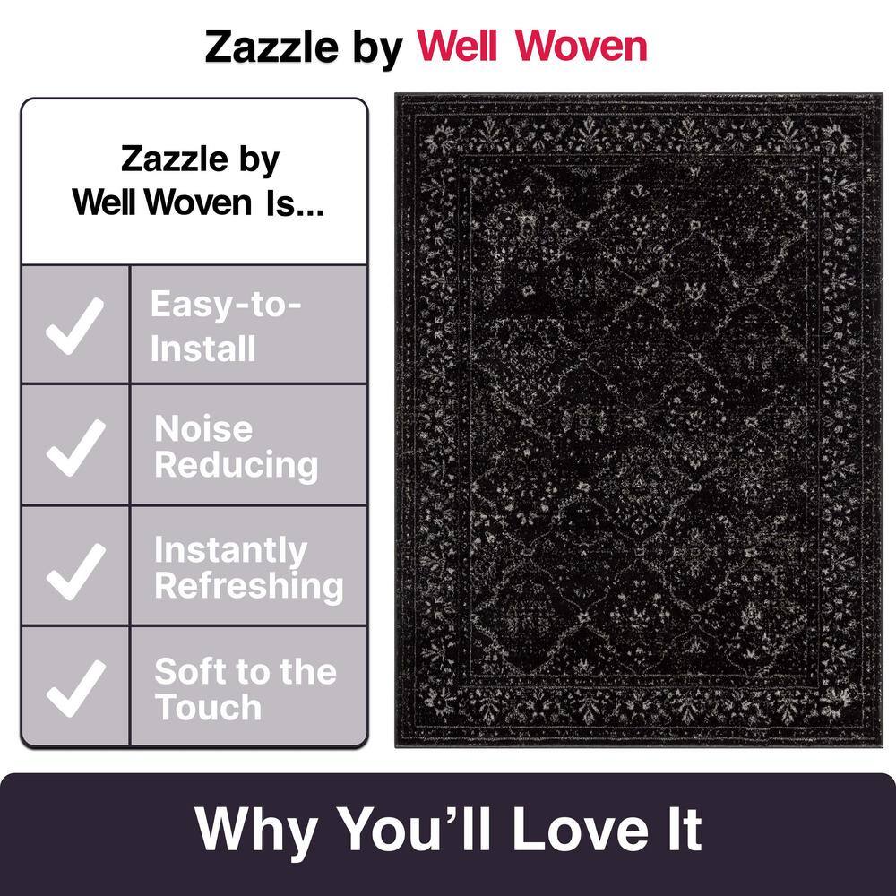 Zazzle Vintage Modern 5' x 7' Black Synthetic Area Rug