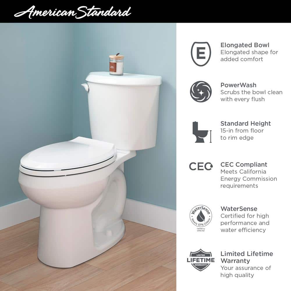 White Elongated High Efficiency Two-Piece Toilet